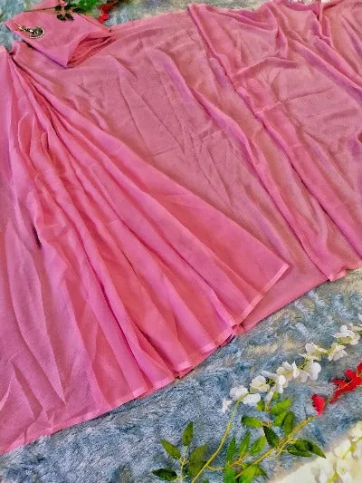 Ready to wear Saree Peach Pink Pre Pleated Sari