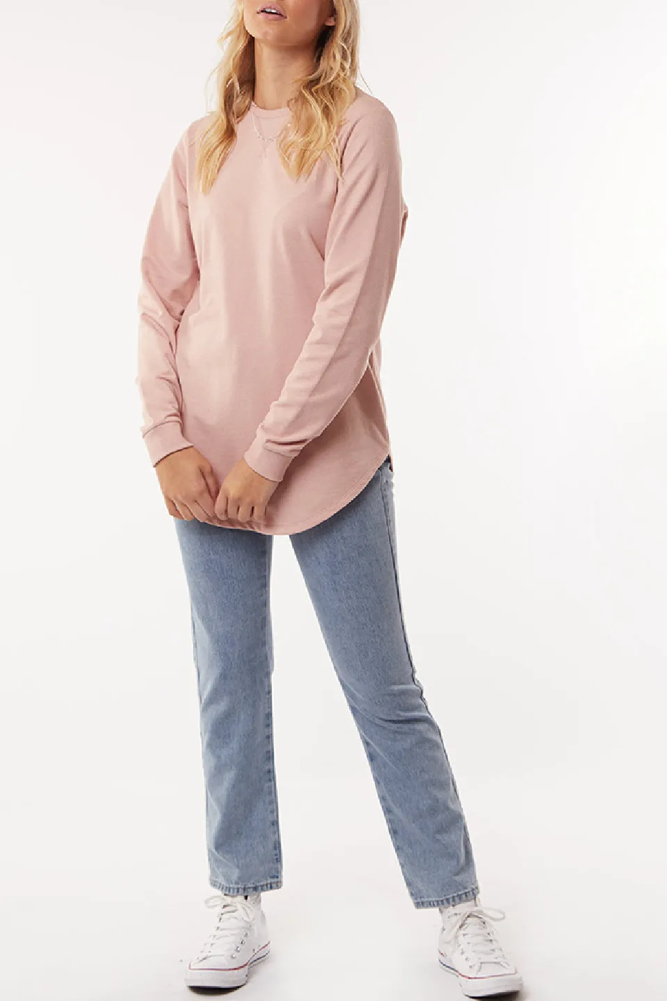 Renee LS Longline Misty Rose Marle Jumper