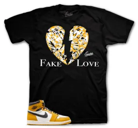 Retro 1 Yellow Ochre Shirt - Love - Black