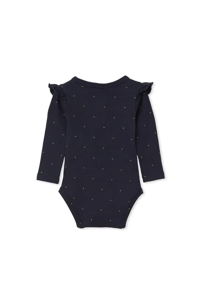 Rib Bubbysuit - Navy Rib Spot (Milky Baby)