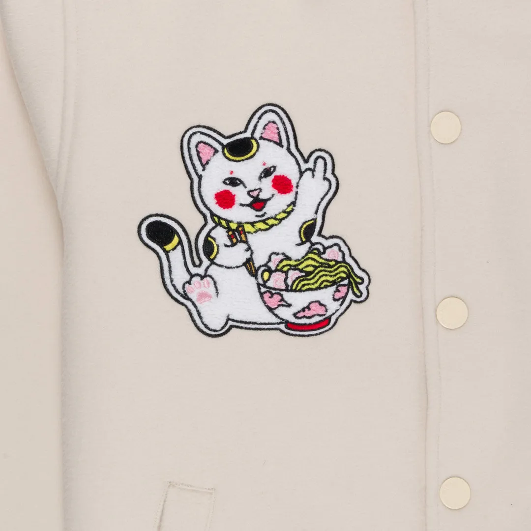 RIPNDIP LUCKY NERM VARSITY JACKET-CREAM