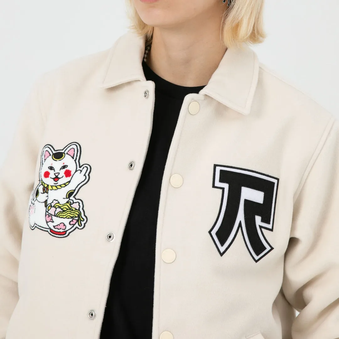 RIPNDIP LUCKY NERM VARSITY JACKET-CREAM