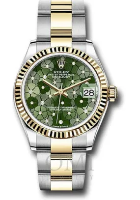 Rolex Datejust 278273 31MM Olive Green Floral Diamond Dial With Two Tone Oyster Bracelet