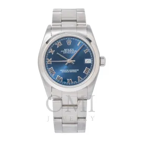 Rolex Datejust 68240 31MM Blue Roman Dial With Stainless Steel Oyster Bracelet