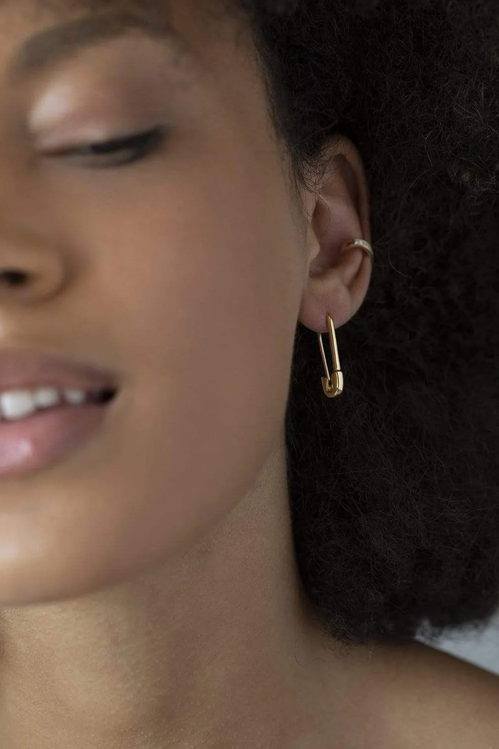 Safety Pin Earring - Yellow Gold