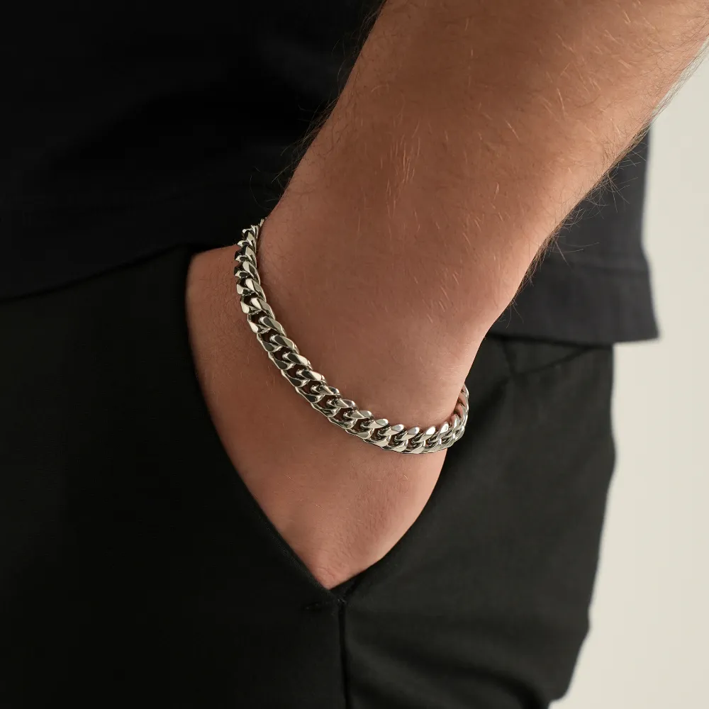 Silver Cuban Chain & Bracelet (8MM)