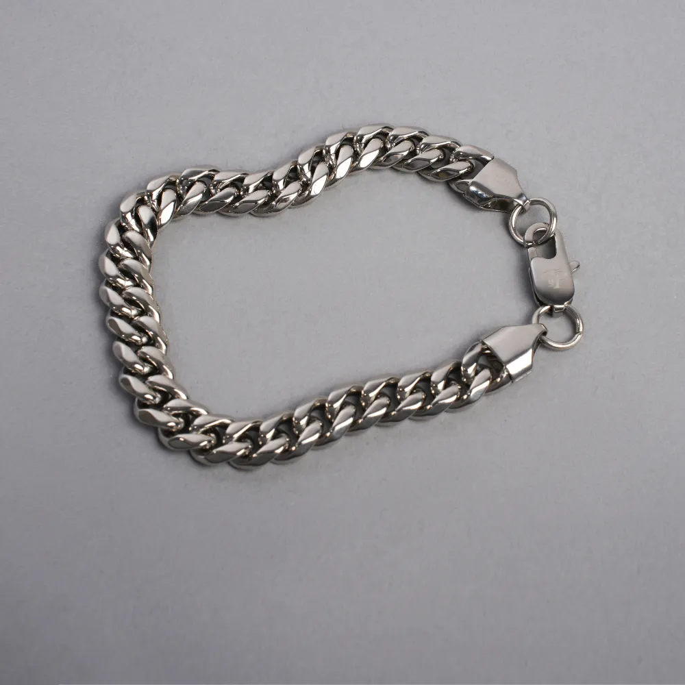 Silver Cuban Chain & Bracelet (8MM)