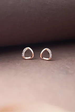 Simply Curled Triangle Rose Gold Plated Sterling Silver Stud Earrings