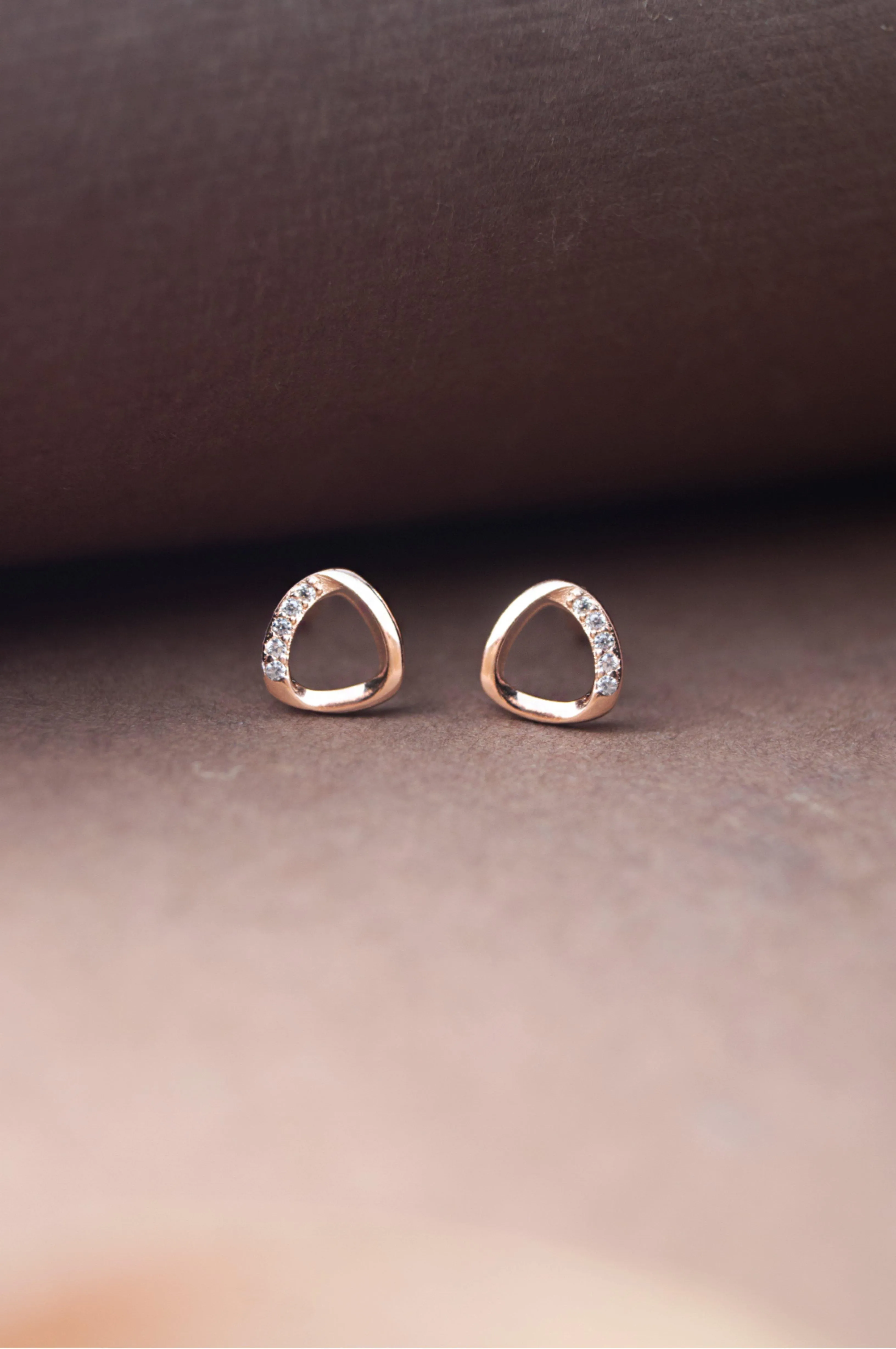 Simply Curled Triangle Rose Gold Plated Sterling Silver Stud Earrings