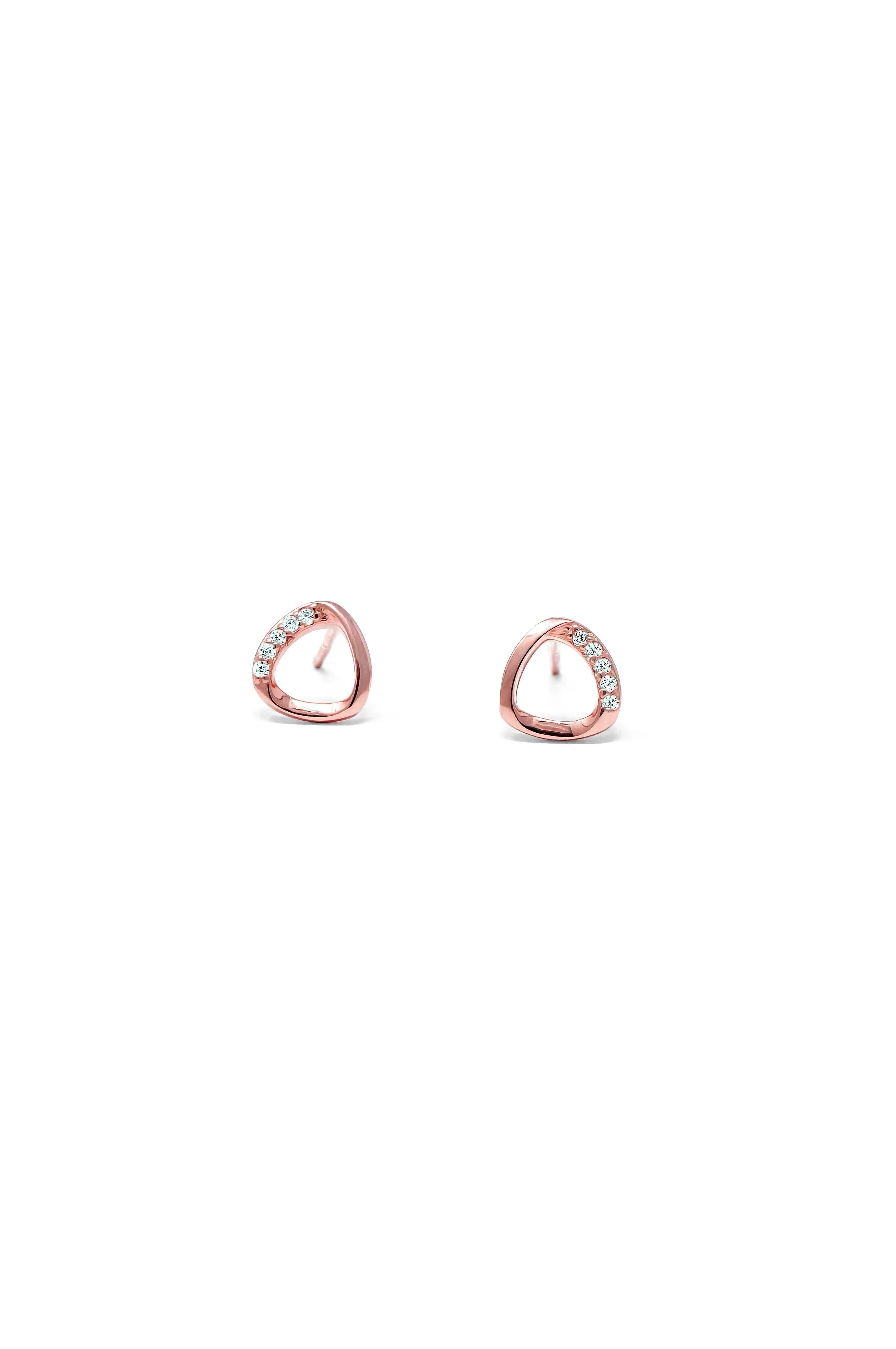 Simply Curled Triangle Rose Gold Plated Sterling Silver Stud Earrings