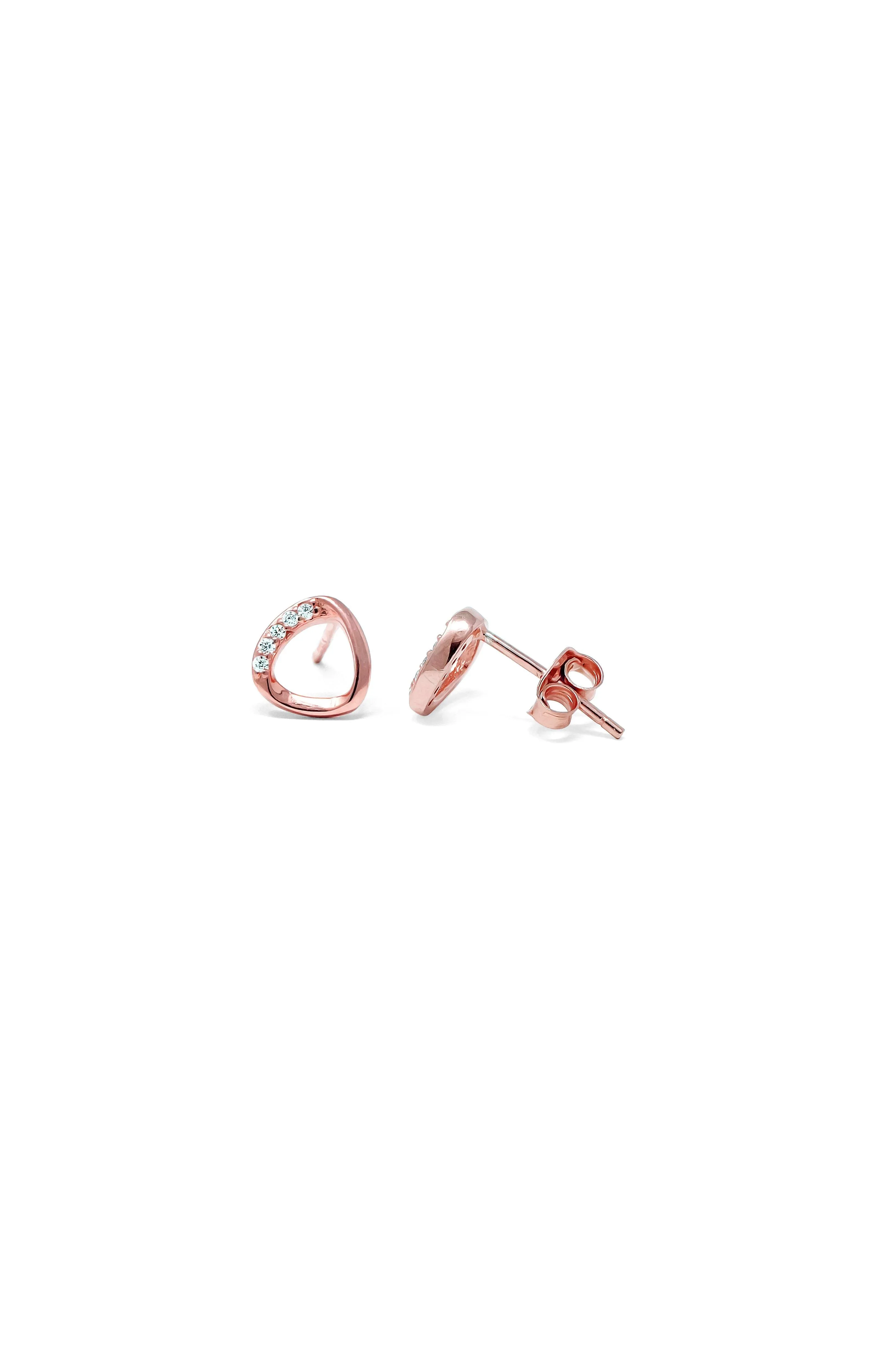 Simply Curled Triangle Rose Gold Plated Sterling Silver Stud Earrings