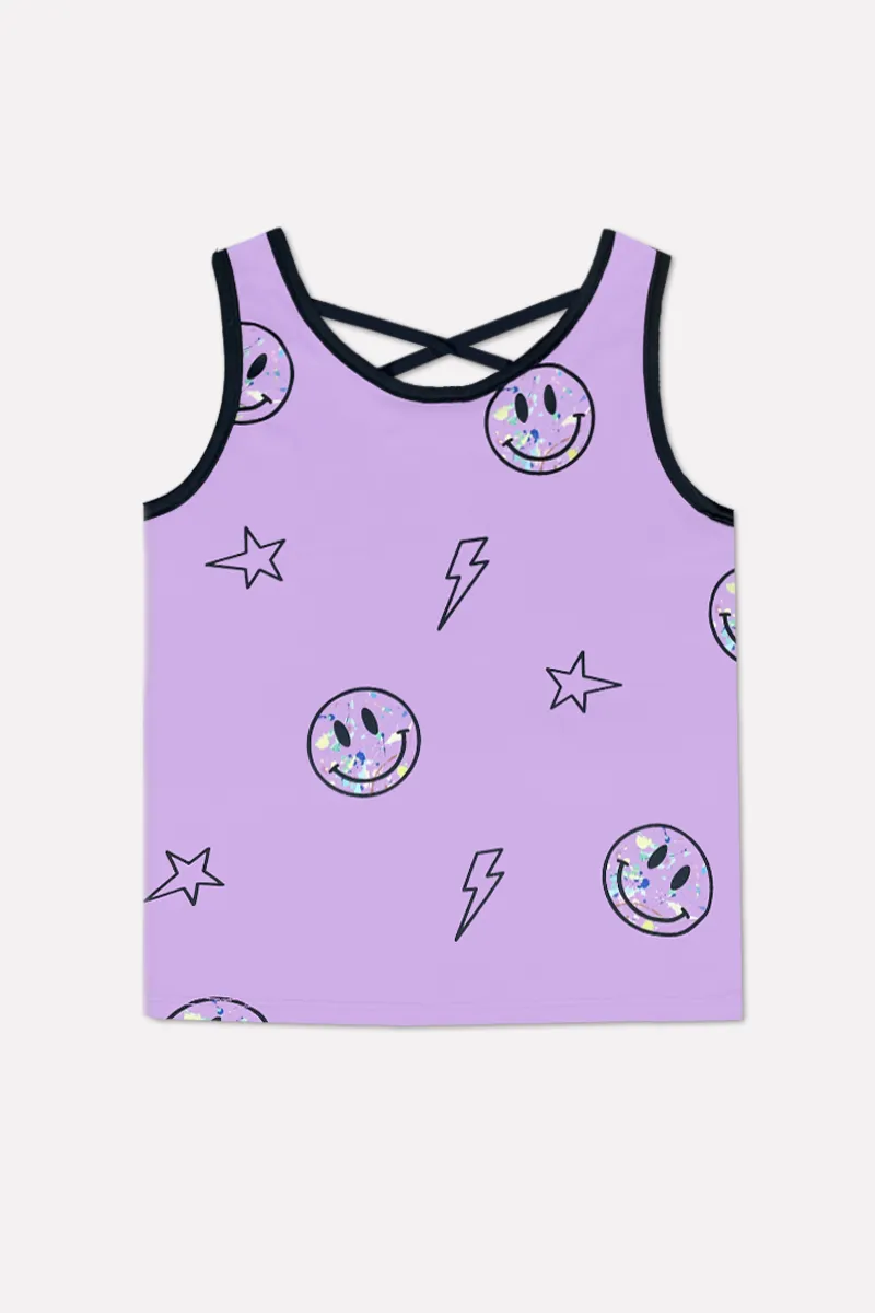 Simply Soft Cross-Back Tank - Violet Smile Bolts