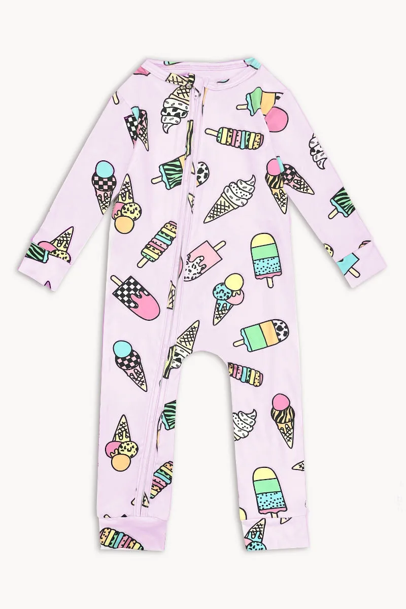 Simply Soft Footless Onesie - Lavender Ice Cream