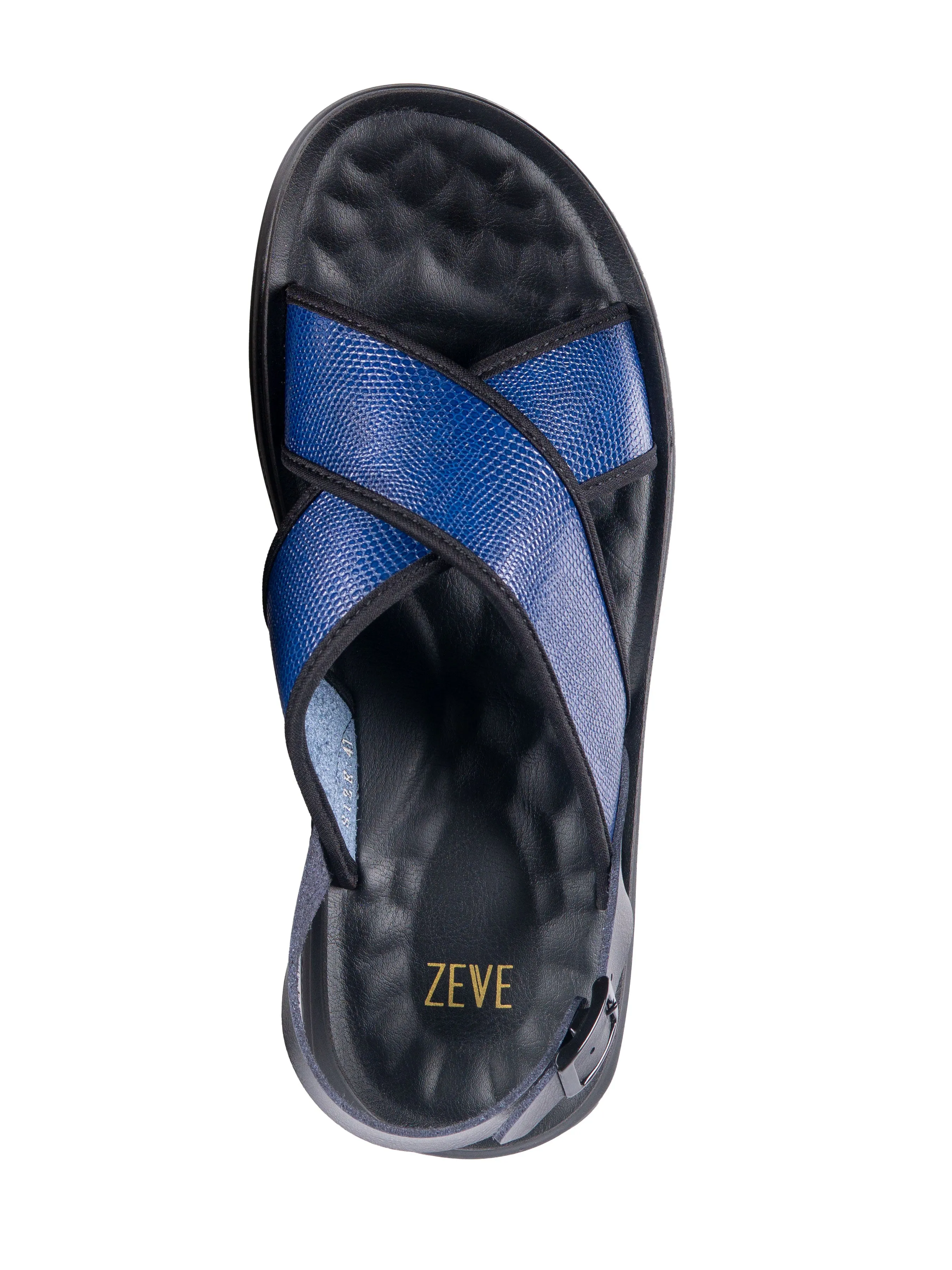 Slingback Cross Strap Sandal - Electric Blue Phyton