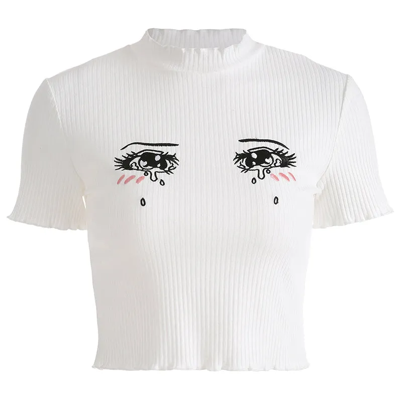 STREET RETRO “BIG EYES EMBROIDERY”T-SHIRT BY22017