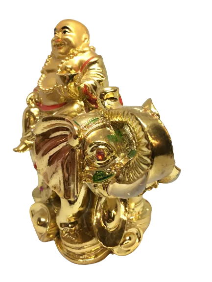 Stunning Golden Elephant with Buddha