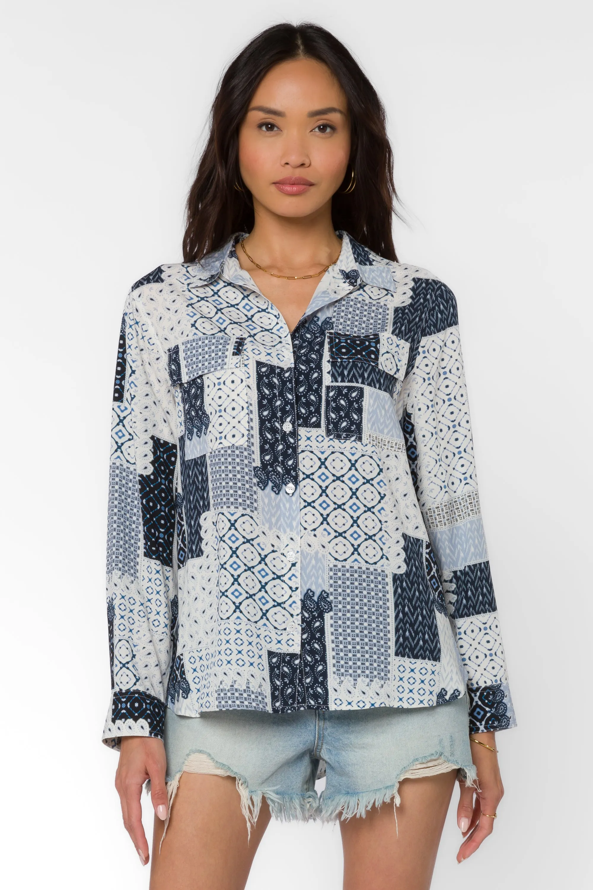 Talma Navy Patchwork Shirt