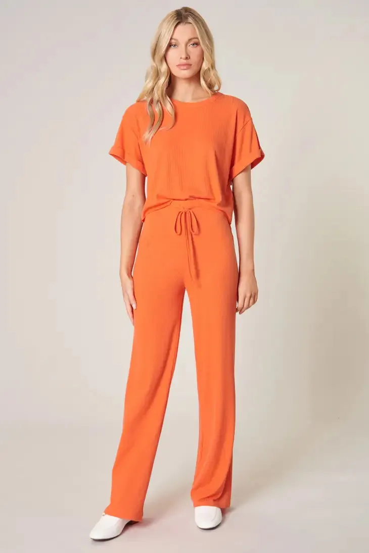 Tangelo Orange Knit Drawstring Pants