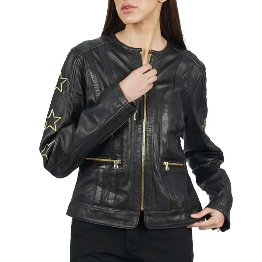 Trish Star Black Leather Jacket