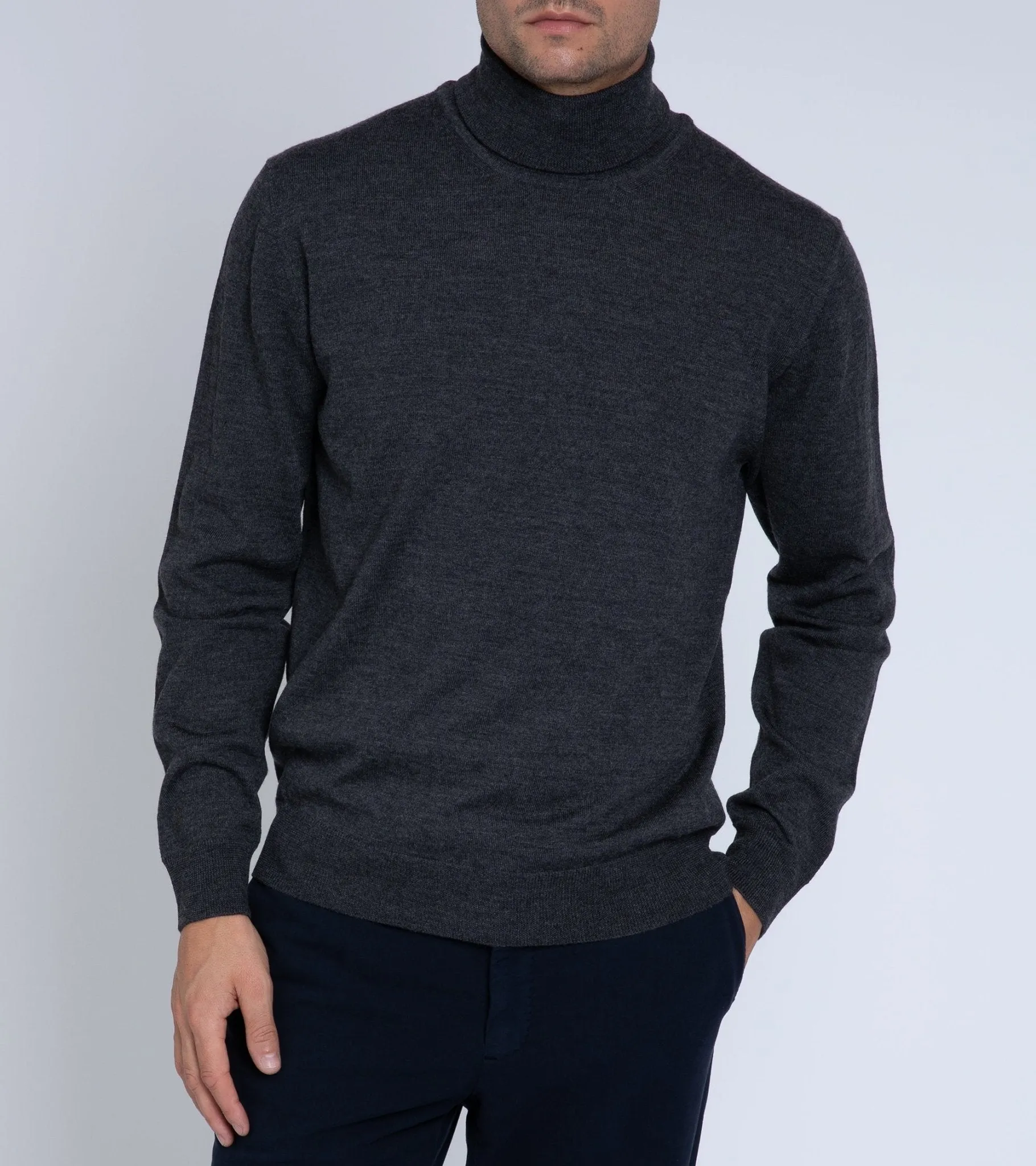 Trunk William Merino Roll Neck Sweater: Charcoal