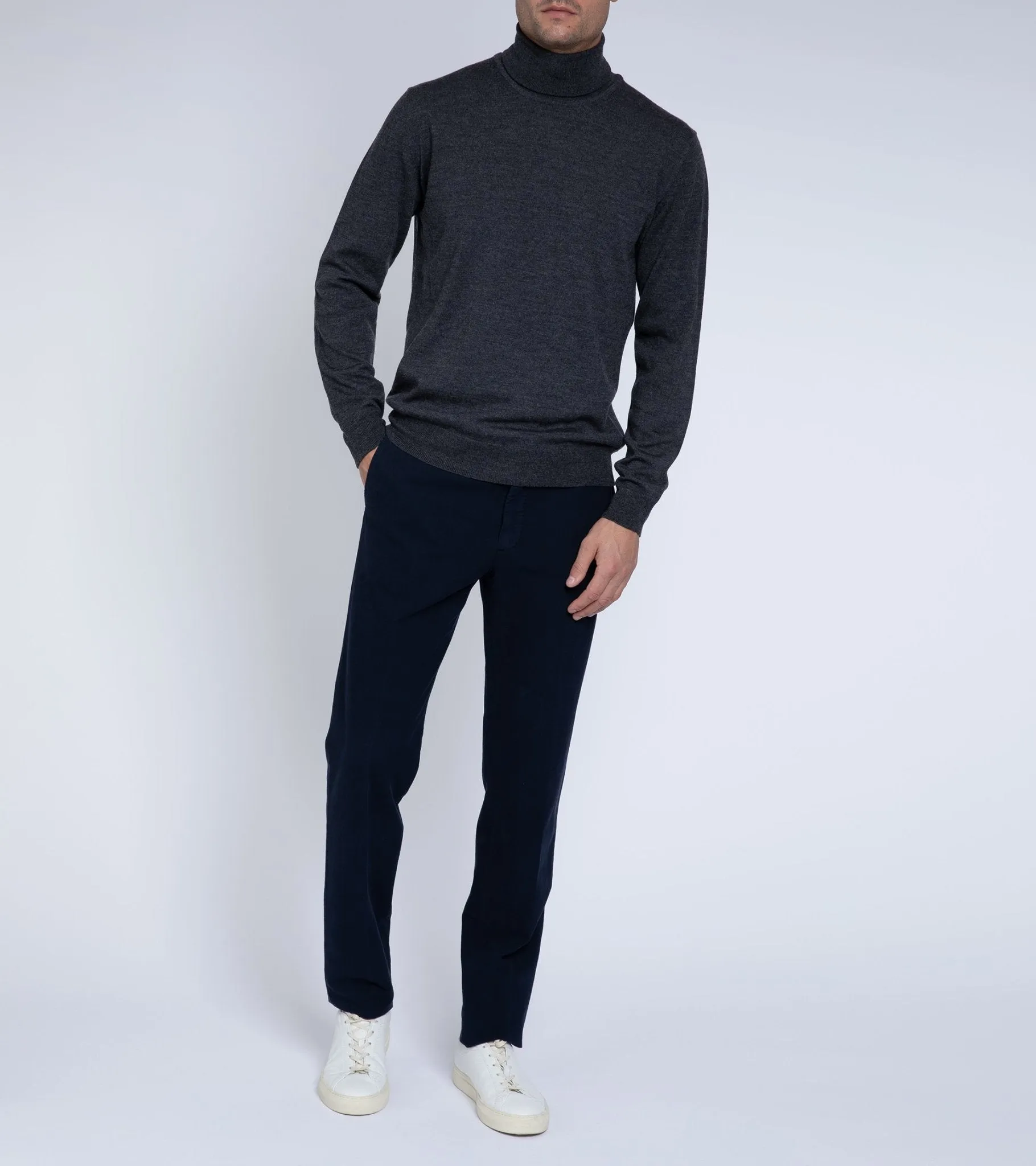 Trunk William Merino Roll Neck Sweater: Charcoal