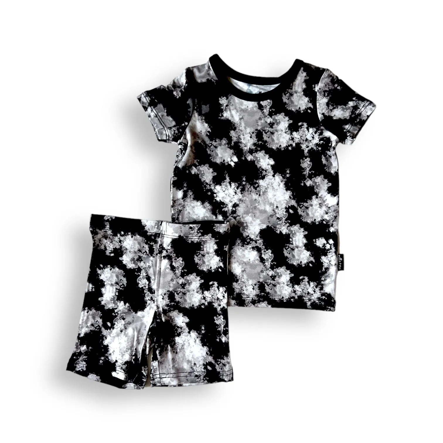 TWO PIECE SHORTIE SET- Black Tie Dye