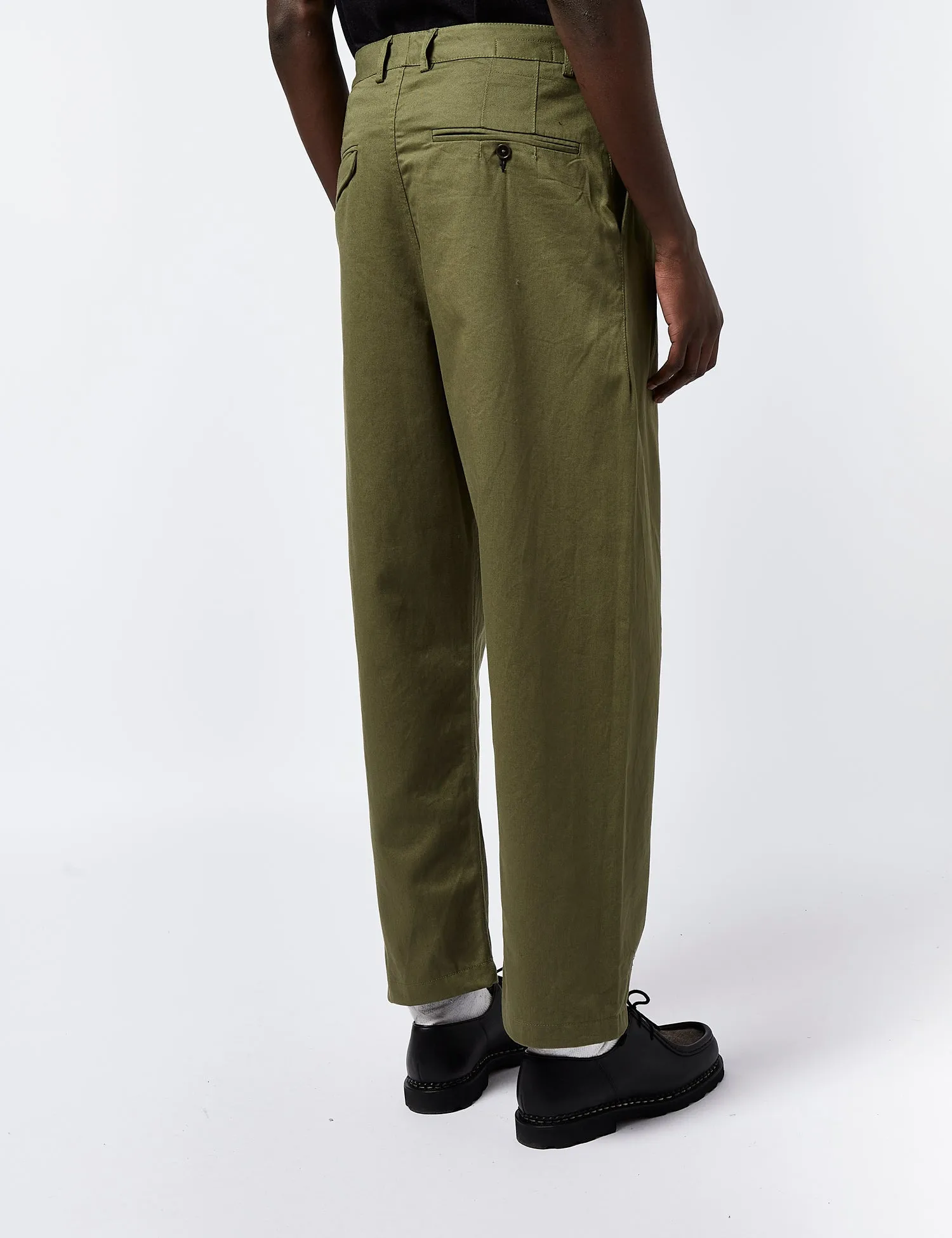 Universal Works Double Pleat Twill Pant - Light Olive Green