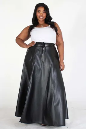 Vegan Leather Techno Maxi Skirt