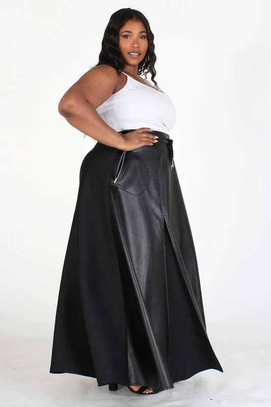 Vegan Leather Techno Maxi Skirt