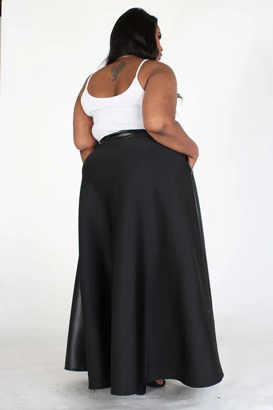 Vegan Leather Techno Maxi Skirt