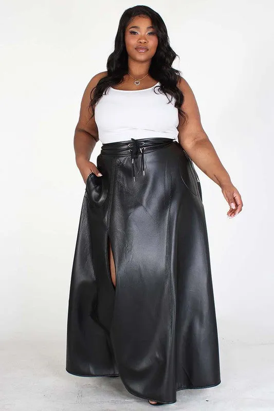 Vegan Leather Techno Maxi Skirt