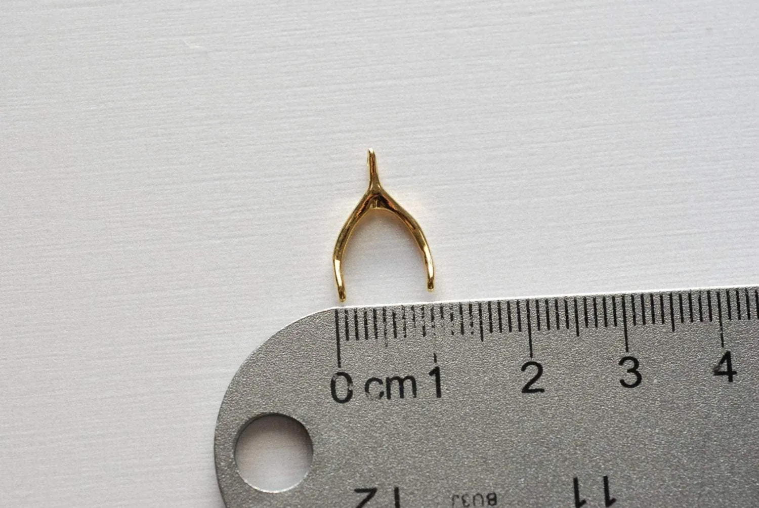 Vermeil Gold Wishbone - 18k gold over sterling Silver Wishbone Pendant, Gold Wishbone Charm, Lucky Wishbone, Wholesale Beads, 7