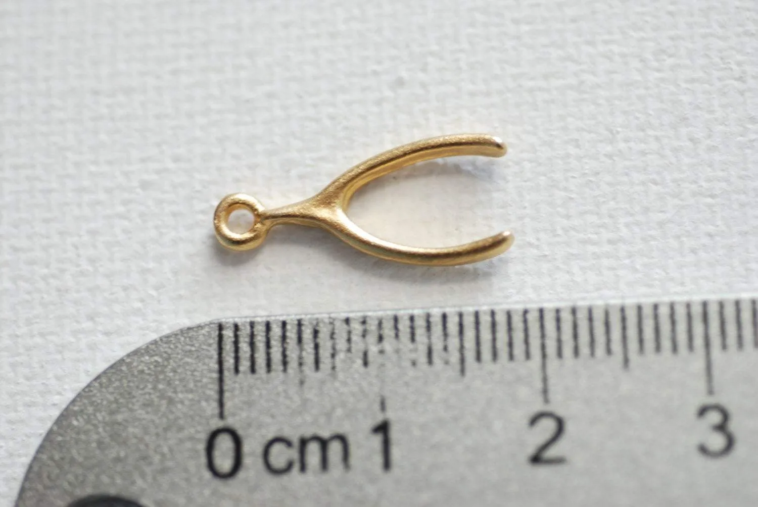 Vermeil Gold Wishbone, 18kt gold plated over Sterling Silver, Matte Wishbone, Wishbone Charm, Wishbone Pendant, Lucky Wishbone, 37