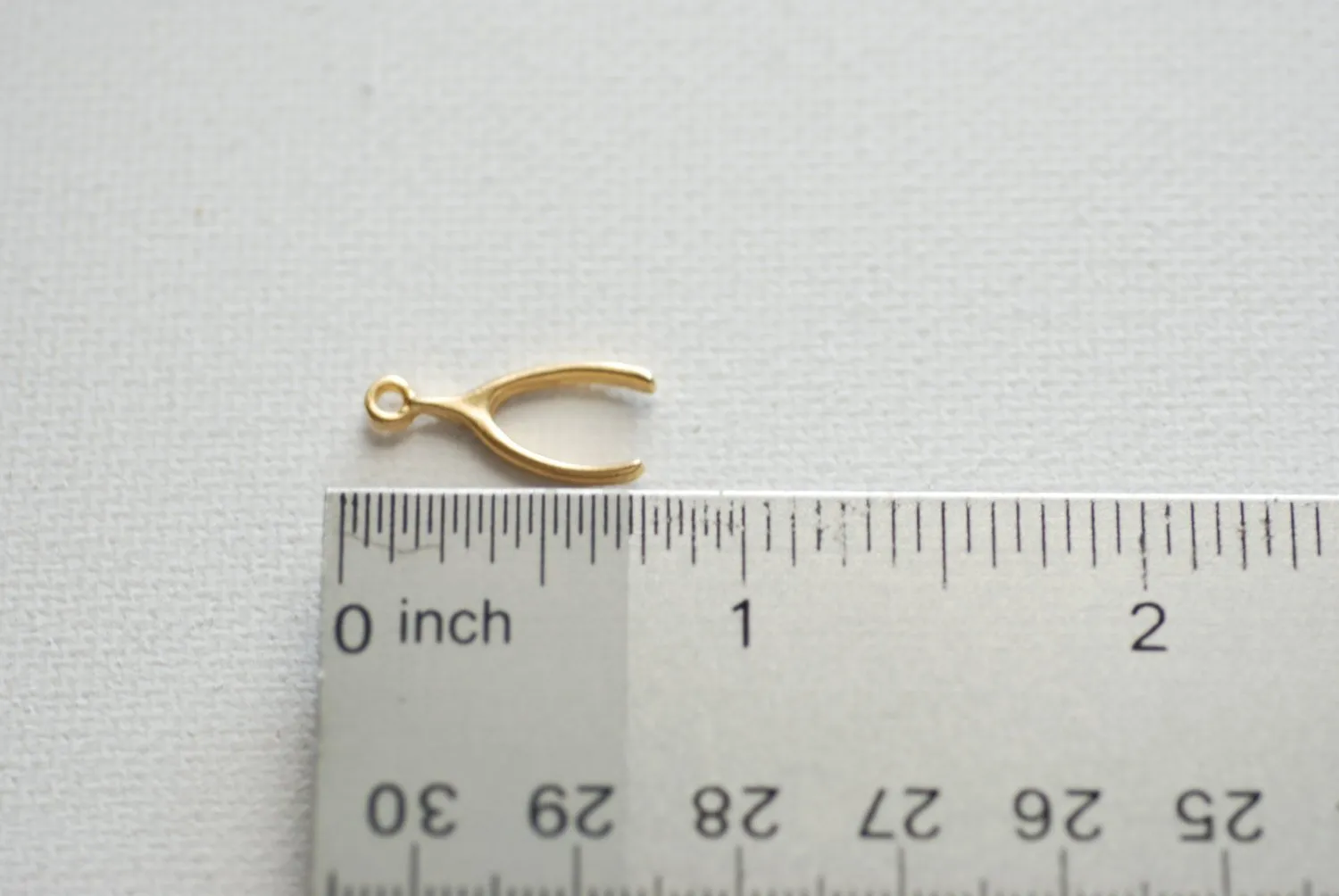 Vermeil Gold Wishbone, 18kt gold plated over Sterling Silver, Matte Wishbone, Wishbone Charm, Wishbone Pendant, Lucky Wishbone, 37