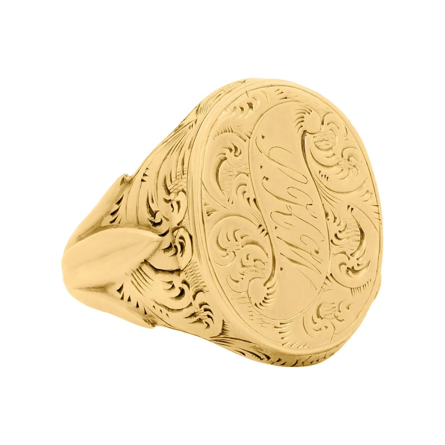 Victorian 14k Monogram w/Floral Motif Locket Ring