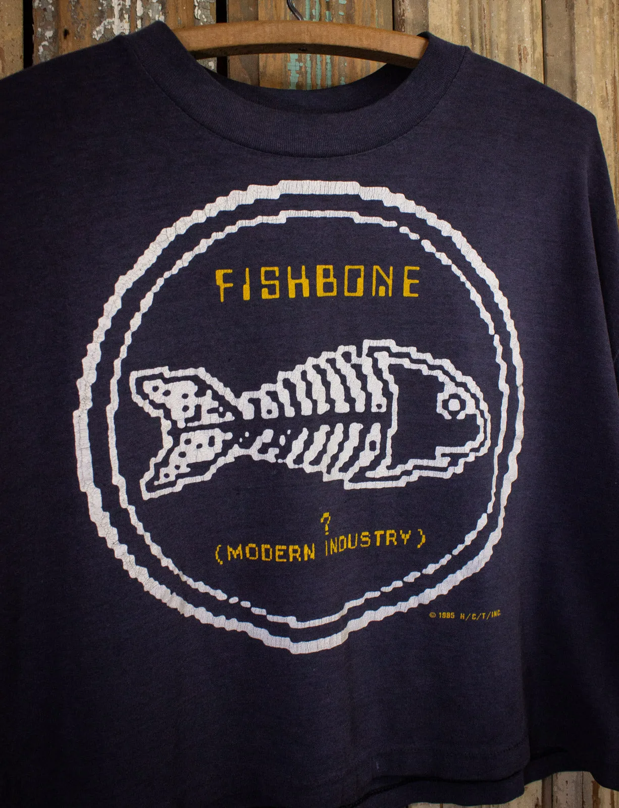 Vintage Fishbone ? (Modern Industry) Cropped Concert T Shirt 1985 Black XL