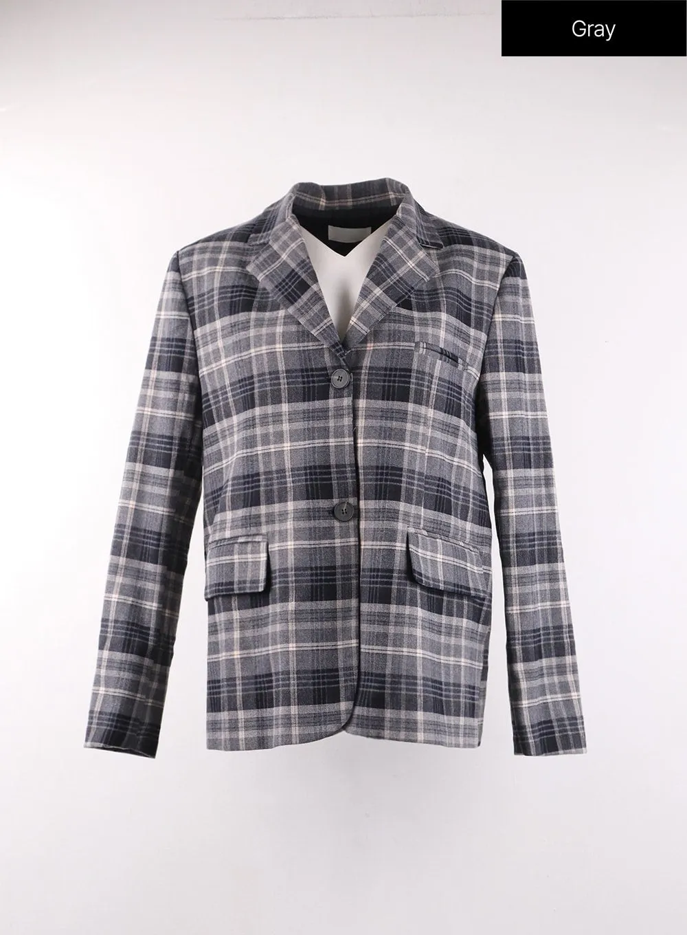 Vintage Oversized Checkered Blazer OF405