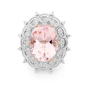 Vintage Style Morganite & Diamond Ring