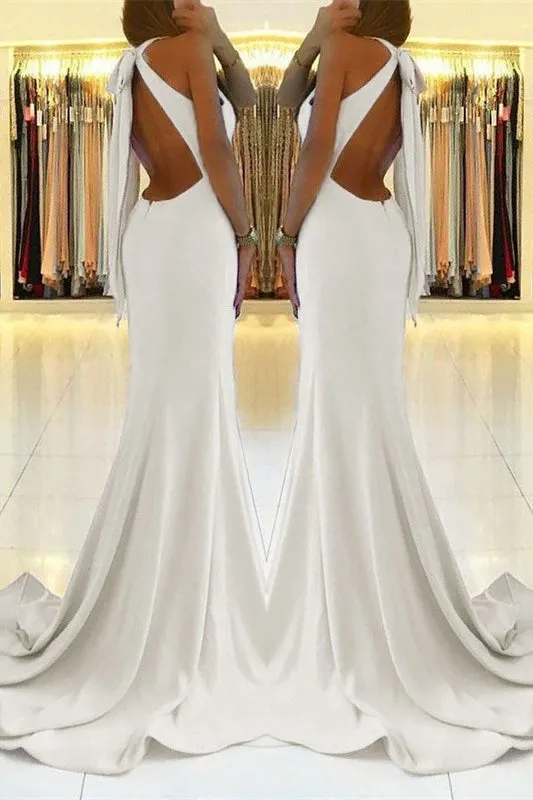 White Mermaid Prom Dress With Split