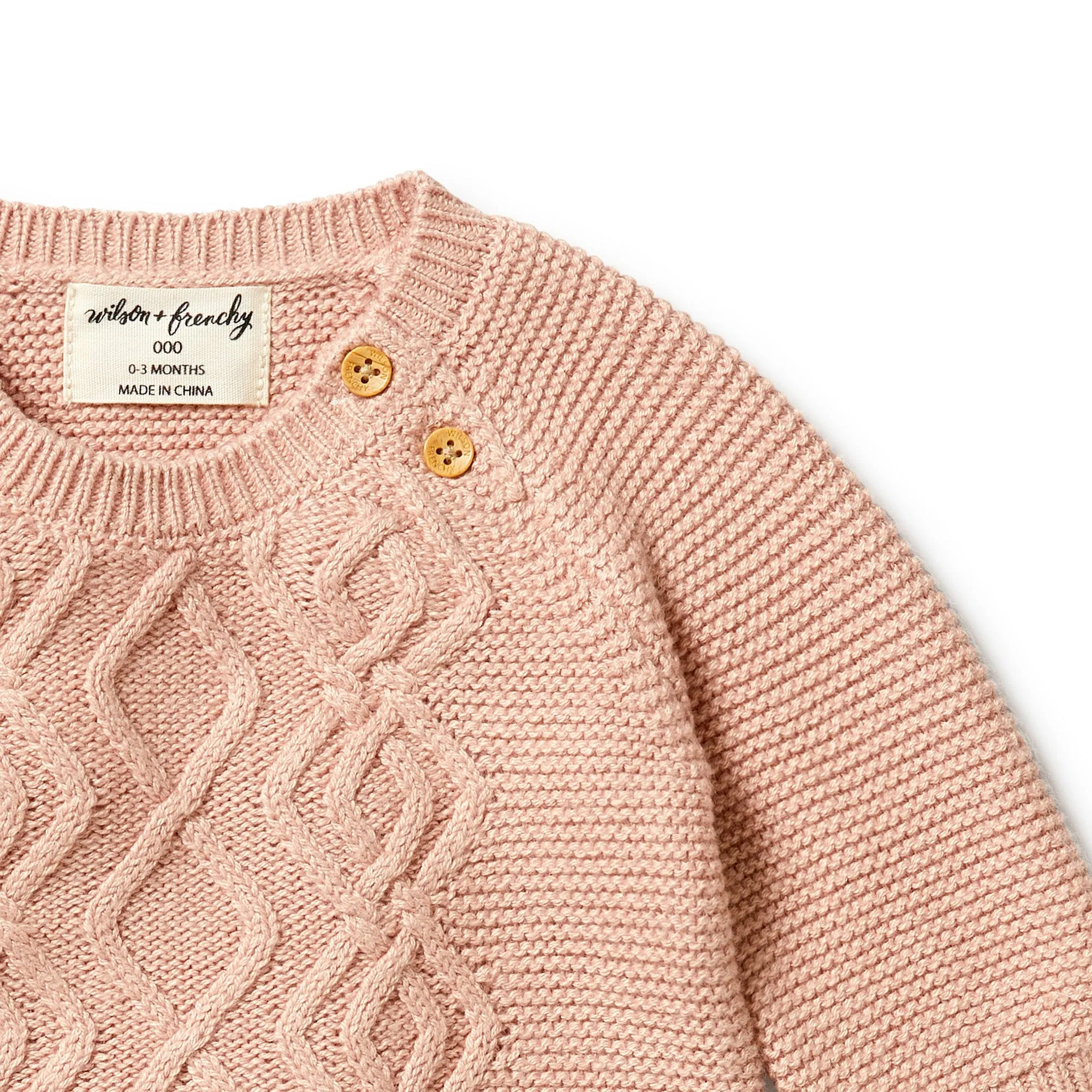 Wilson & Frenchy Knitted Cable Growsuit - Rose