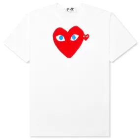 Women's Blue Eyes Red Heart T-Shirt - White