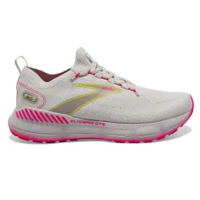 Women's Brooks Glycerin StealthFit 20, Grey/Yellow/Pink, 6.5 B Medium