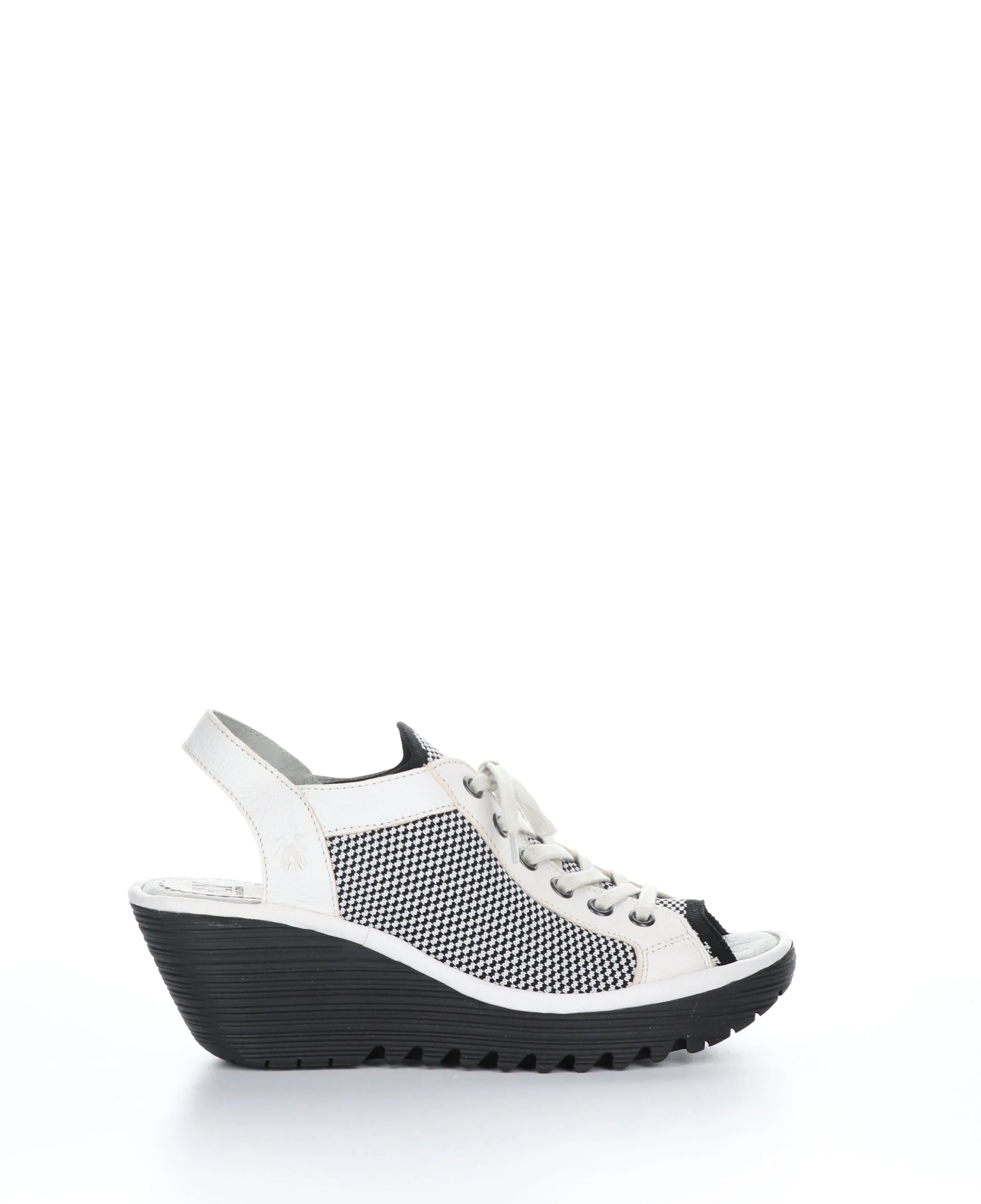 YEDU158FLY 012 WHITE/BLACK Round Toe Sandals