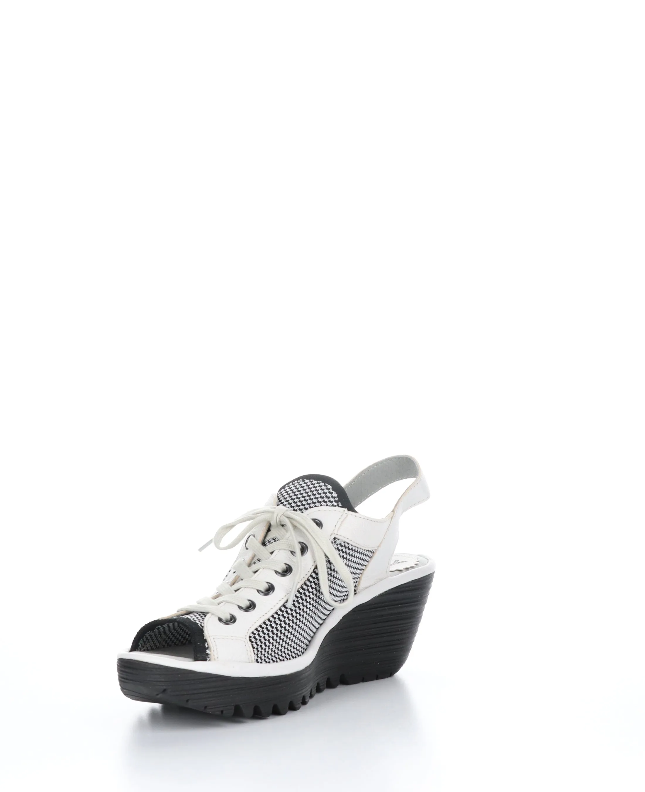 YEDU158FLY 012 WHITE/BLACK Round Toe Sandals