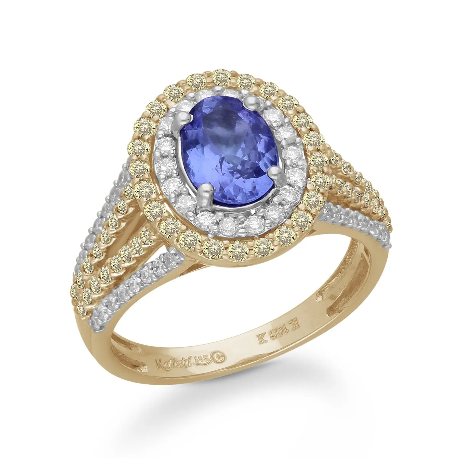 Yellow Gold Tanzanite & Fancy Diamond Renaissance Ring