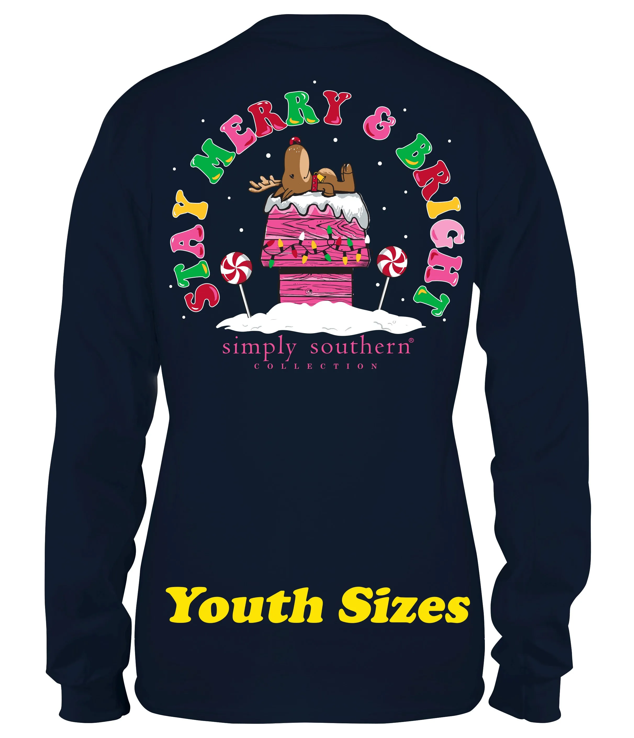 Youth Simply Southern Reindeer on Doghouse 'Stay Merry & Bright' Long Sleeve T-Shirt